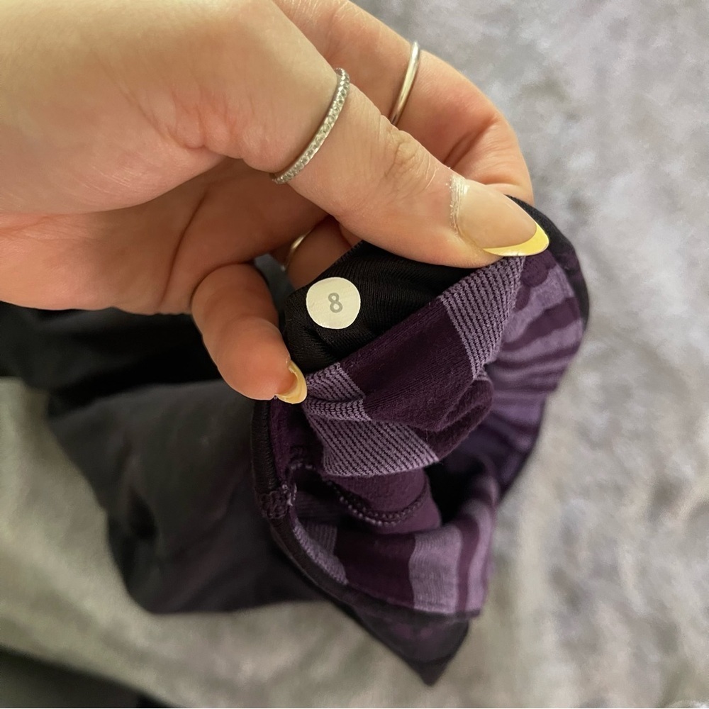 Lululemon Black and Purple Cropped Capris - Picture 2 of 4
